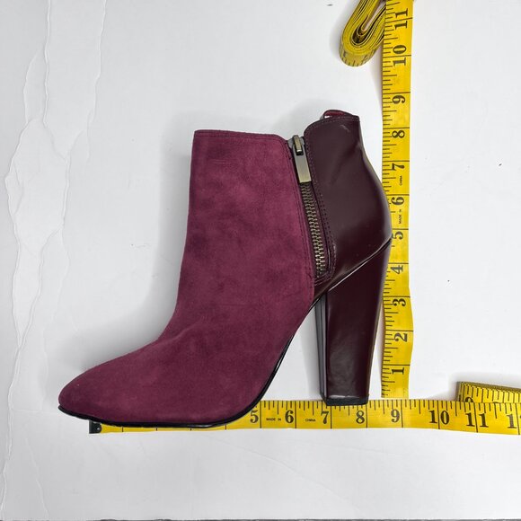 💥FINAL SALE 💥 NWT Halogen Cranberry Suede/Leather Heeled Ankle Boots Sz 7.5M - Picture 8 of 8
